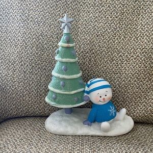 Snowman and tree figurine